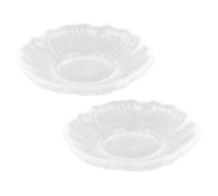 CALLARON Lot de 2 Soucoupes en Verre Transparent pour Tasse, Dessous de Tasse Décoratif Facile à Nettoyer Ranger, pour Restaurant et Décoration de Scène Réutilisable