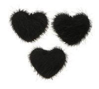 CALLARON Lot de 3 Décorations Ongles Pompons de Cœur 3d Noir Amovible Nail Art Filles Femmes Accessoires Manucure DIY Salon