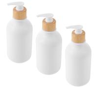 CALLARON Lot de 3 Distributeurs de Savonnette Salle de Bain Rechargeables 500ml en Pet Blanc, Facile à Utiliser, Design Élégant et Simple pour Shampoing et Après-shampoing