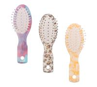 CALLARON Lot de 3 Mini Brosses à Cheveux de Voyage avec Motif Léopard, Brosse de Massage en Plastique Compacte pour Femmes et Garçon et Filles, Voyage et L'école