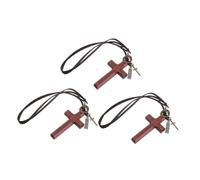 CALLARON Lot de 3 Pendentifs Croix en Bois Marron Vintage, Décoration Ornementale pour Rétroviseur de Voiture, Breloques Suspendues Étiquette Lettre, Accessoires Chrétiens pour Intérieur