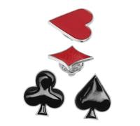 CALLARON Lot de 4 Broches de Poker Épingles Amusantes en Émail Noir et Blanc Accessoires de Vêtements Décoratifs pour Châle et Paquet Épingle pour Dîners et Événements Thématiques
