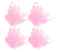 CALLARON Lot de 4 Manchettes Amovibles en Organza Rose Plumage, Accessoires Décoratifs pour Nail Art et Photographie, Manchons d'Avant-Bras Délicats pour Femmes, pour Salons et Réseaux