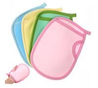 CALLARON Lot De 4 Moufles Exfoliants Pour Bain Et Bain, Taille Garçon Et Filles, Doux Peau, Élimination Des Peaux Mortes, Couleurs Bleu, Rose, Vert Et Jaune, Accessoires De Nettoyage Corporel