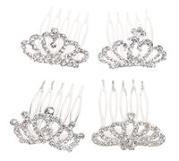 CALLARON Lot De 4 Peignes Couronnes En Strass Pour Filles Petites, Diadèmes Miniatures Élégants, Accessoire Coiffure Garçon Et Filles Pour Fête Anniversaire Cérémonie