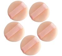 CALLARON Lot de 5 Mini Houppettes de Poudre Floquées Beige 3 Cm pour Maquillage Visage Réutilisables, Application Précise et Évite le Gaspillage de Cosmétiques