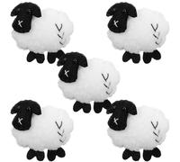 CALLARON Lot de 5 Porte-clés Agneaux en Feutrine de Laine Faits Main, Pendentifs Décoratifs en Feutre pour Bricolage Créatif, Accessoires de Feutrage Laine pour Loisirs D'aiguille,
