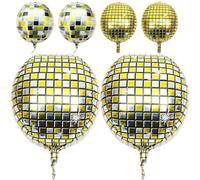 CALLARON Lot de 6 Ballons Boule Disco en Aluminium, Décorations Événementielles Doré, Argenté et Noir Doré, Mini Taille, Légers et Suspendus, pour Fêtes, Anniversaires et Soirées Jeux