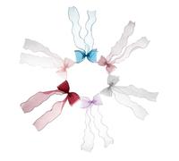 CALLARON Lot De 6 Barrettes À Cheveux En Organza Avec Nœud Et Longs Rubans Pour Femmes Filles Enfants Adolescentes Déguisement De Fée Licorne