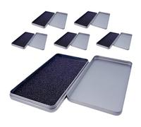 CALLARON Lot de 6 Boîtes de Rangement en Métal Argenté 170x90x15 Mm Couvercle Plat Étanche, Organisateur Léger pour Coque et Écran en Verre Trempé, Boîtes Empilables pour Accessoires