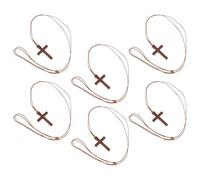 CALLARON Lot de 6 Colliers Pendentifs Croix en Bois Catholique Unisexe, Pendentif Crucifix Léger et Solide, Bijoux Religieux pour Baptême, Noël et Décoration Rétrovisseur Voiture