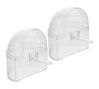 CALLARON Mangeoires pour Cages à Oiseaux Distributeur de Nourriture Robuste et Réduit Le Gaspillage Lot de 2 en Acrylique Transparent pour Perruches et Mandarins en Cage