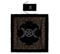 CALLARON Nappe de Tarot avec Pochette de Rangement Décorative en Tissu Noir Set Complet Artistique pour Cartes Divinatoires, pour Jeu et Divination