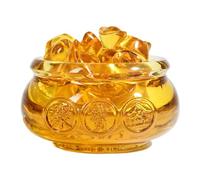 CALLARON Ornement de Bol à Trésor Créatif en Cristal Or Forme Corne D'abondance pour Décoration de Bureau ou Boutique, Sculpture Feng Shui Élégante et Symbolique