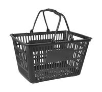 CALLARON Panier à Provisions Portable en Plastique, Panier de Rangement en Plastique à Double Poignées, Résistant Corrosion, pour Courses, Ustensiles Cuisine et Bocaux à Épices