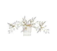 CALLARON Peigne à Cheveux Des Feuilles De Perle Coiffes De Mariée Mariage Accessoires De Peigne à Cheveux Peigne à Cheveux De Feuille Accessoire De Cheveux De La Mariée Doré Fil De Cuivre