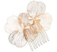 CALLARON Peigne à Cheveux Doré Fleur pour Mariée, Accessoire Coiffure Floral en Métal Vintage, Épingle à Cheveux Élégante pour Chignon Mariage, Accessoires de Tête pour Cérémonie