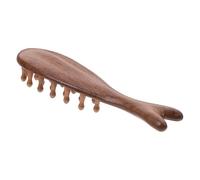 CALLARON Peigne De Massage En Bois De Santal En Soie Dorée Peigne à Cuir Chevelu En Bois Masseur Cuir Chevelu Pour Femmes Brosse Gua Sha