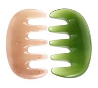 CALLARON Peigne De Massage Gua Sha En Cire De Résine 2 Pièces Peigne à Dents Larges Rose Et Vert Antistatique Soin Du Cuir Chevelu Stimulation Circulation Sanguine Portatif