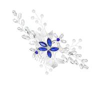 CALLARON Peigne d'insert en diamant bleu perlé Accessoire de cheveux de fille décorations accessoires de cheveux de mariée Royal Accessoires photo élégantes accessoires de cheveux en strass