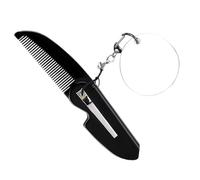 CALLARON Peigne Fin Pliable à Barbe pour Hommes 1 Petit Format Compact Miroir Ovale Porte-clés Usage Quotidien Voyage