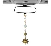 CALLARON Pendentif Soleil Suspendu Doré pour Rétroviseur Voiture, Accessoire Décoration Intérieure, Breloque Légère, Ornement Bling pour Accessoires Rétroviseurs, Bijou Auto Élégant