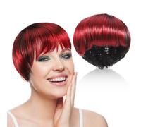 CALLARON Perruque Bob Courte Synthétique Naturelle Style Pixie Élégant Usage Quotidien et Cosplay Facile Entretien Couleur Mixte