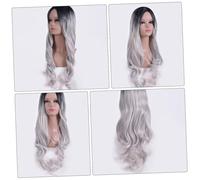 CALLARON Perruque Femme Bouclée Longue Couleur Noire Grise Fibres Chimiques Coiffure Naturelle Facile Porter