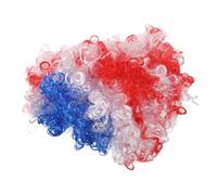 CALLARON Perruque Fluffy Drapeau Multinational Rouge Blanc Bleu Accessoire Costume Supporter Football pour Fêtes et Cosplay