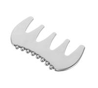 CALLARON Planche Gua Sha en Acier Inoxydable Peigne à Dents Larges Masseur Oculaire Portable Outil de Massage Facial Sculptant Contour du Visage Compact pour Soin à Domicile et Voyage