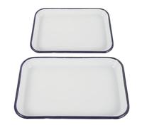 CALLARON Plaques de Multifonctionnelles Rectangulaires en Émail Lot de 2 Résistantes Chaleur Antiadhésives Facilement Nettoyables pour Griller et