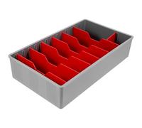 CALLARON Plateau de Tiroir-caisse à 5 Compartiments, Boîte à Monnaie Rouge en Plastique, 2 Séparateurs Amovibles, Organiseur pour Caisse Enregistreuse de Magasin, pour Boutique