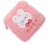 CALLARON Pochette Fermeture Éclair Pratique Menstruelle en Peluche Rose Rangement des Serviettes Hygiéniques et Petits Objets, Usage Quotidien