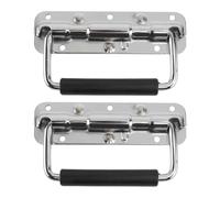 CALLARON Poignées Pliantes à Ressort sans Coquille 2 Pcs 140x80x43 Mm en Métal Chromé pour Flight Case et Boîte à Outils, Accessoires Industriels Robustes et Compatibles Valises
