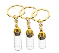 CALLARON Porte-clés Bouteille de Verre Or 3 Pièces Flacon de Voyage pour Parfum en Verre, Distributeur D'huile Essentielle Multifonction, Design Élégant pour Paquet à Dos