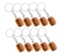 CALLARON Porte-clés Hamburger Dessin Animé en Résine Réaliste, Lot de 10 Pièces, Breloques Fast-food Mignonnes, Accessoire Léger pour Paquet et Trousseaux, Usage Quotidien, Format Mini