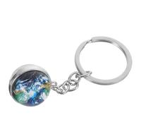CALLARON Porte-clés Terre - Porte-clés Globe Double Face en Verre - Porte- Métal Clés Clé Voiture Homme, Univers Breloque Clé, Décoration Breloque pour Clef, pour Sacs à Main 8 x 3 cm
