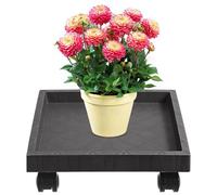 CALLARON Pot de Fleurs Noir 260mm, Plateau Carré avec roulettes Base | Roues Pivotantes 360°, pour Grands Bacs, Résine Plastique, Usage Intérieur, Protection Sols Durs