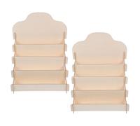 CALLARON Présentoir de Cartes de Visite en Bois Beige à Structure Étagée, Organiseur Élégant pour Cartes Postales et Affiches, pour Salons et Divers Environnements, Lot de 2 Pièces