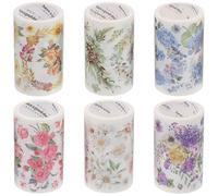 CALLARON Ruban Adhésif Washi Décoratif 6 Pcs 2 M Floral Multi-usage pour Scrapbooking, Journal, Loisirs Créatifs et Décoration DIY Style Aléatoire
