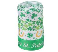 CALLARON Ruban Saint-Patrick en Polyester 4 Rouleaux 5 Yards pour Confection de Nœuds Facile et Décoration Festive d'emballage Présent pour Fêtes