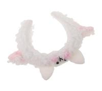 CALLARON Serrage-Tête Oreilles D’Agneau en Peluche Douce Blanche, Bandeau à Cornes Léger et Confortable, Accessoire Cosplay et Fête Hiver pour Femmes, Serrage-Tête Déguisement Animaux,