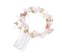 CALLARON Serre Tete Rose Guirlande de Fleurs Bandeau Fleuri pour Fille Couronne de Fleurs Halo avec Ruban Ajustable