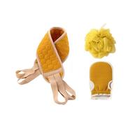 CALLARON Serviettes de Bain Longues Sangles Jaune en Éponge Fibre Lot de 3 Nettoyage Profond Dos, Accessoires Portables pour Homme et Femme