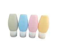 CALLARON Set de Flacons de Voyage Silicone Étanches et Portables pour Shampooing Après-shampoing Lotion et Articles de Toilette Pêche Vert et Abricot