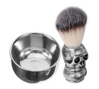 CALLARON Set de Rasage Homme avec Bol Inox et Brosse Squelette Kit Manuel pour Mousse à Raser Brosse et Entretien Visage Outil Traditionnel et Pratique