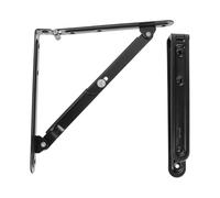 CALLARON Support Pliable en Fer Noir pour Étagère Murale, Lot de 2 Pièces, Robuste et Résistant la Déformation, pour Établi de Garage ou Usage Temporaire