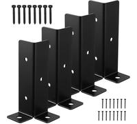 CALLARON Supports de Poteaux de Clôture 4 Pièces Base Métallique pour Montage Rapide sur Terrasse et Porche Kit de Réparation de Poteaux