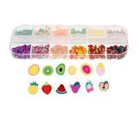 CALLARON Tranches de Fruits en Pâte Polymère Souple pour Nail Art 3d, Boîte 12 Compartiments Multicolores, Décoration D'ongles DIY et Accessoires Créatifs Polyvalents