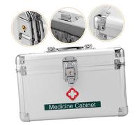 CALLARON Trousse à Pharmacie avec Poignée Médecine Isolé Cas Mallette De Trousse De Secours Couverte Trousse à Pharmacie en Métal Alliage D'aluminium Silver